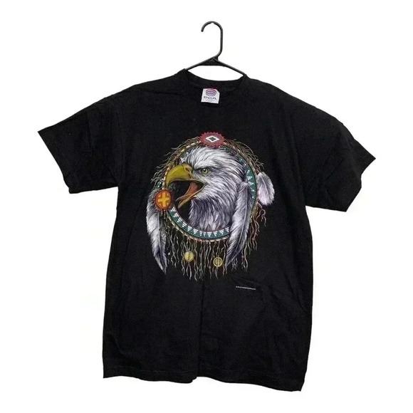 Vintage Thunder Sportswear T Shirt Bald Eagle Dream Catcher Mens Size Large 90s - Picture 1 of 9